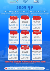סמינרים בארץ יוני - 2025